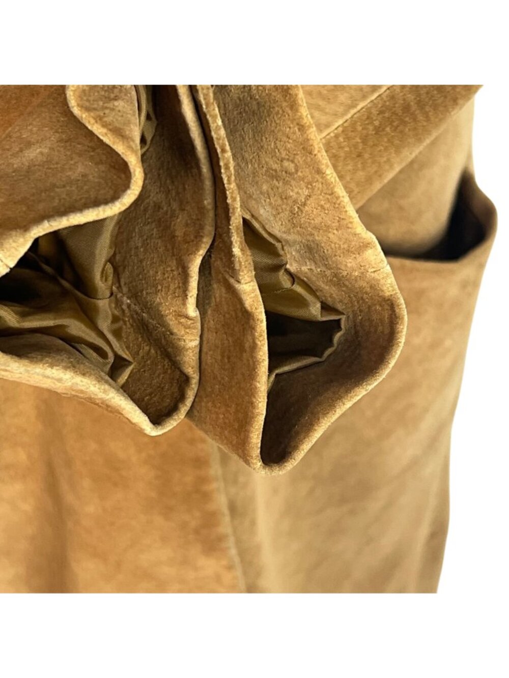 Bernardo Camel Suede Barn Chore Coat S Oversize Washable Distressed Boho Chic - Picture 10 of 15